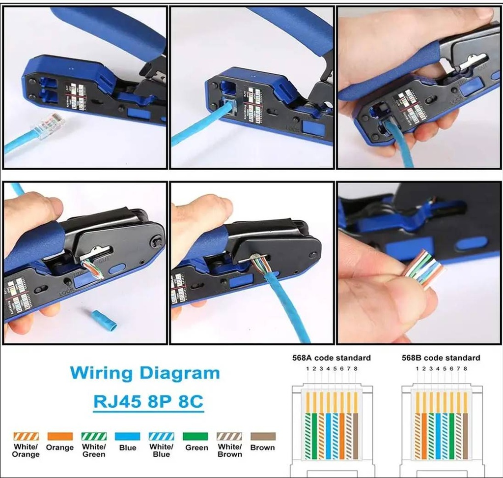 PONCHADORA PROFESIONAL RJ45 Y RJ11 CAT5 CAT6 CAT7