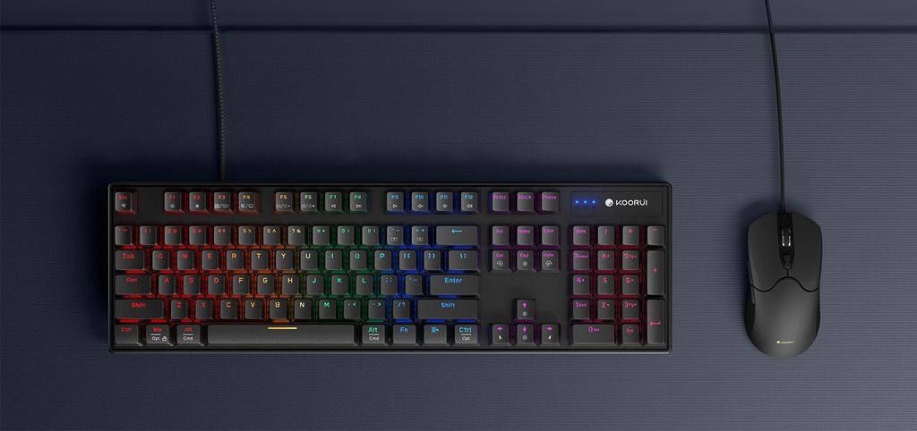 COMBO  TECLADO Y MOUSE USB KOORUI NEGRO+RGB GAMING MKC02