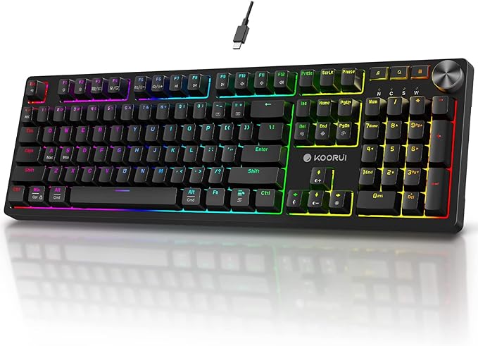TECLADO MECANICO USB KOORUI NEGRO+RGB GAMING MK104