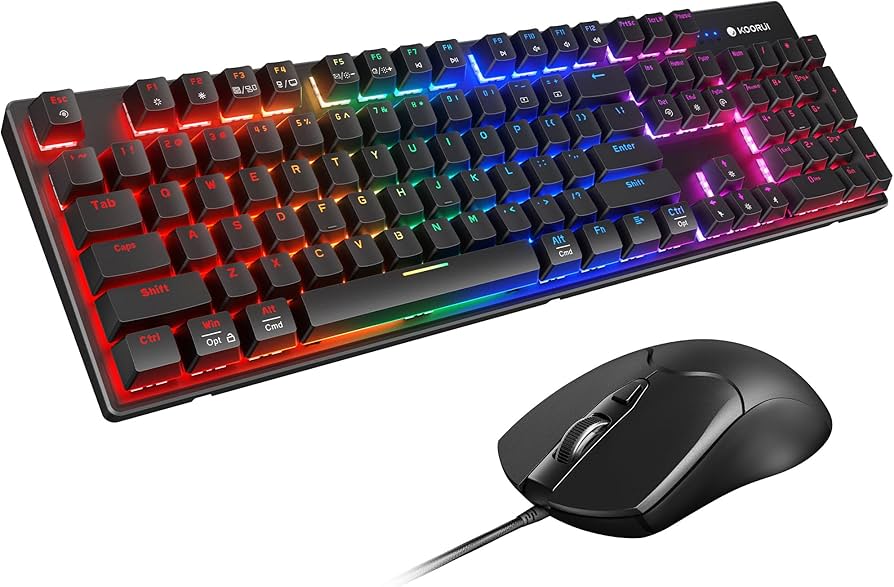 COMBO  TECLADO MECANICO Y MOUSE USB KOORUI NEGRO+RGB GAMING MKC02
