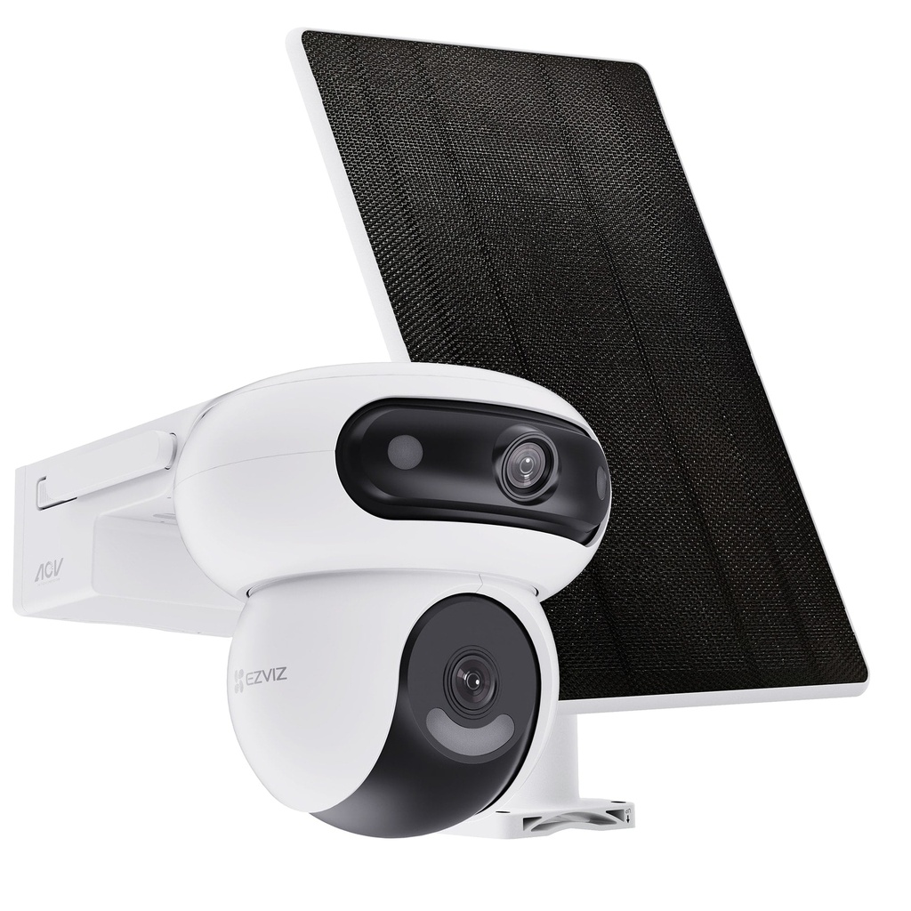 CAMARA INALAMBRICA EZVIZ DOBLE LENTE SOLAR PANEL 8W 10400mAh CS-H90/SP PTZ 306° 2K+ 4MP CADA LENTE  EXTERIOR COMPATIBLE CON ALEXA