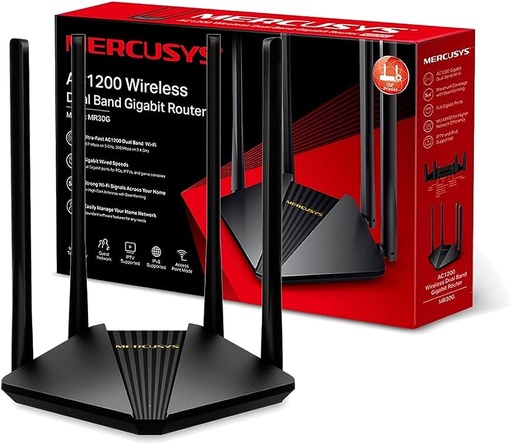 [MR30G] ROUTER INALAMBRICO MERCUSYS AC1200 MR30G GIGABIT DOBLE BANDA 4 ANTENAS