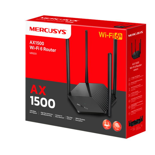 [MR60X] ROUTER INALAMBRICO MERCUSYS AX1500 MR60X V2 GIGABIT DOBLE BANDA 4 ANTENAS