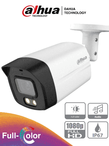 [DH-HAC-HFW1209TLMN-LED] CAMARA BALA FULL COLOR 40 METROS DAHUA 2MP 1080P DH-HAC-HFW1209TLMN-LED PLASTICA EXTERIOR 2.8 MM