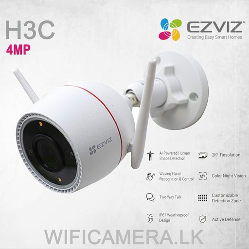 [CS-H3C-ANT] CAMARA INALAMBRICA EZVIZ CS-H3C BALA  3 MP METALICA EXTERIOR COMPATIBLE CON ALEXA