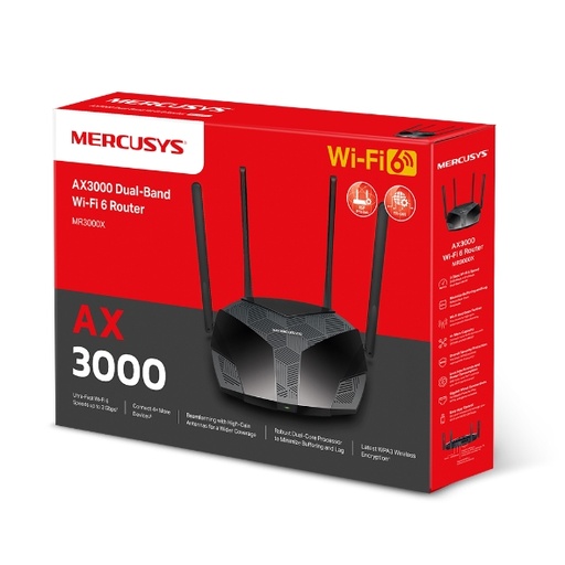 [MR80X] ROUTER INALAMBRICO MERCUSYS AX3000 MR80X V2 GIGABIT DOBLE BANDA 4 ANTENAS