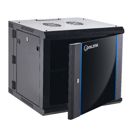 [RACK-C-12U] RACK CERRADO TIPO GABINETE DE PARED  12U PUERTA DE VIDRIO METALNET