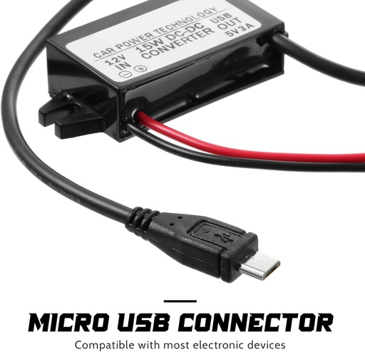 [CONVERTIDOR-DC-MICRO] CONVERTIDOR DE CORRIENTE CONTINUA 12VDC A 5VDC SALIDA MICRO-USB