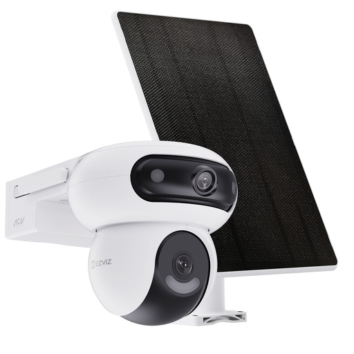 [CS-H90/SP] CAMARA INALAMBRICA EZVIZ DOBLE LENTE SOLAR PANEL 8W 10400mAh CS-H90/SP PTZ 306° 2K+ 4MP CADA LENTE  EXTERIOR COMPATIBLE CON ALEXA